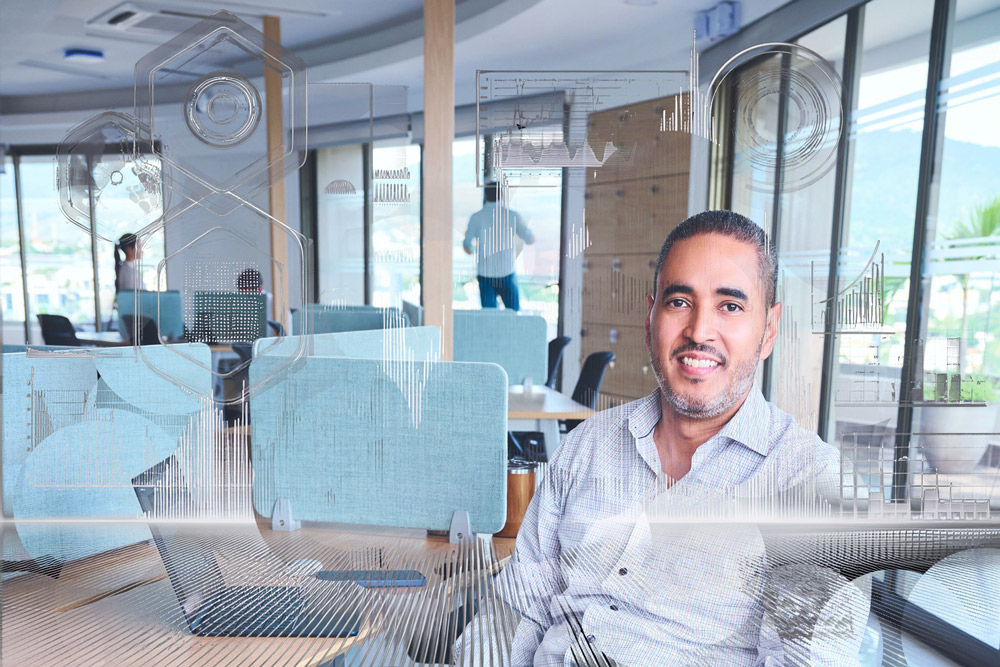 People in bright office